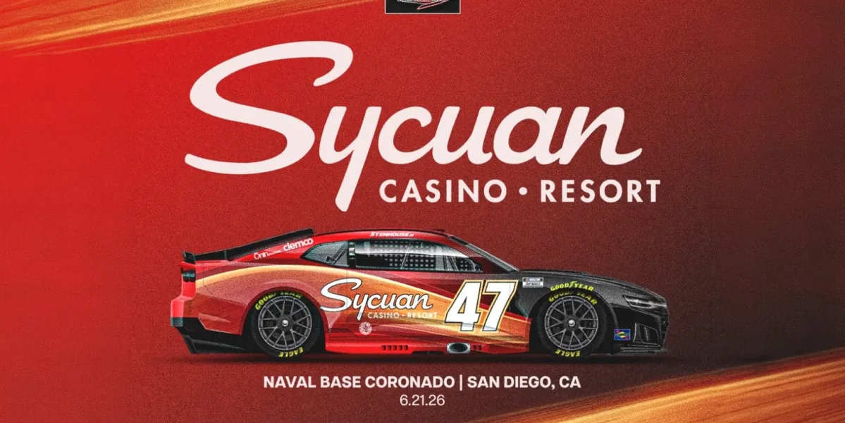 Sycuan Casino Resort branding on the No. 47 Chevrolet for the upcoming NASCAR San Diego race weekend