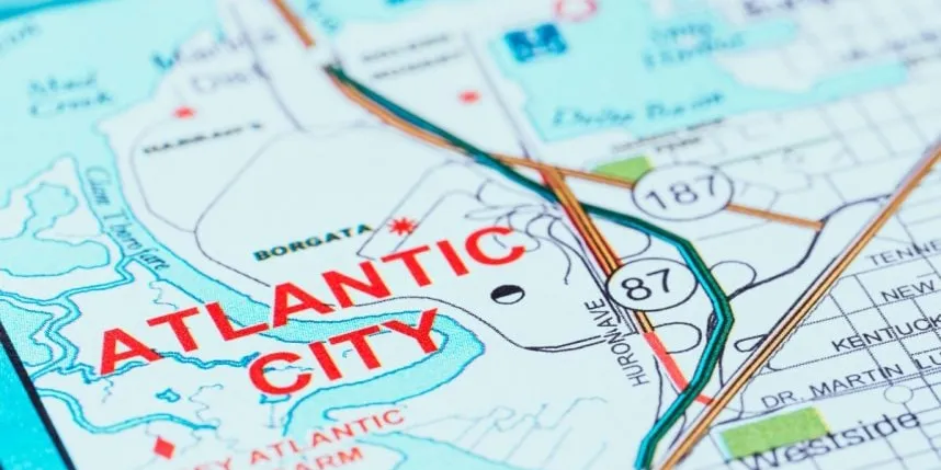 View of Atlantic City casino hotels as the market reports its strongest April land-based gaming revenue in more than a decade